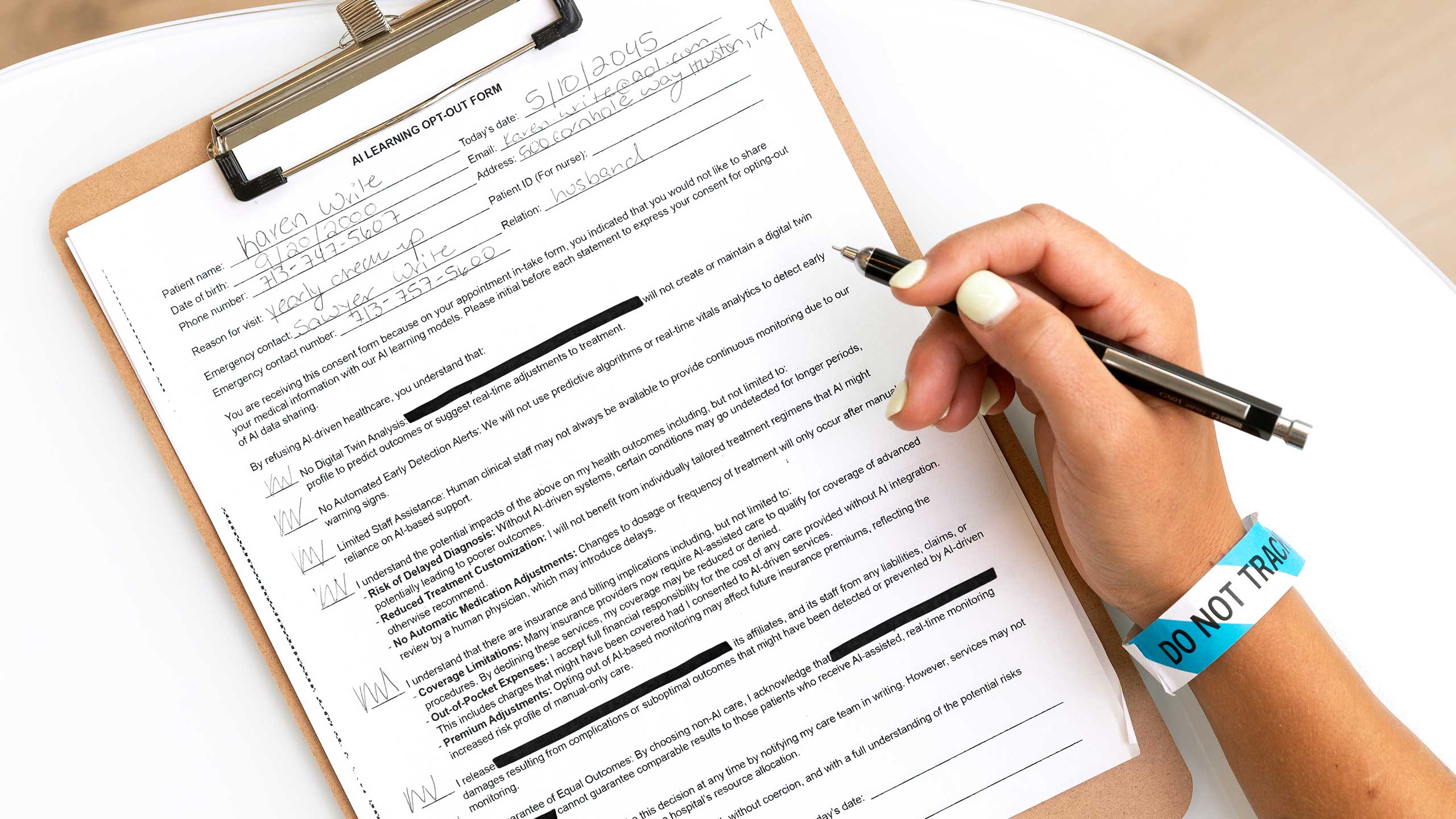 The paper AI opt-out consent form