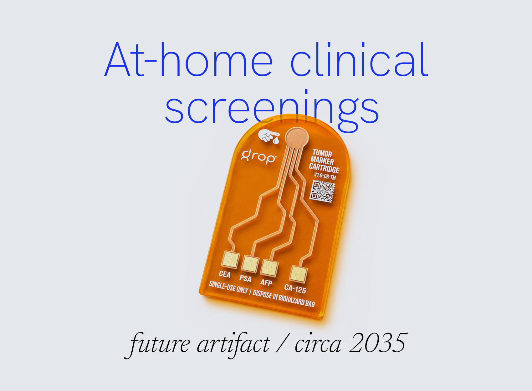 DxROP At-Home Diagnostic Kit — a home-based clinical screening kit for early detection and monitoring, circa 2035