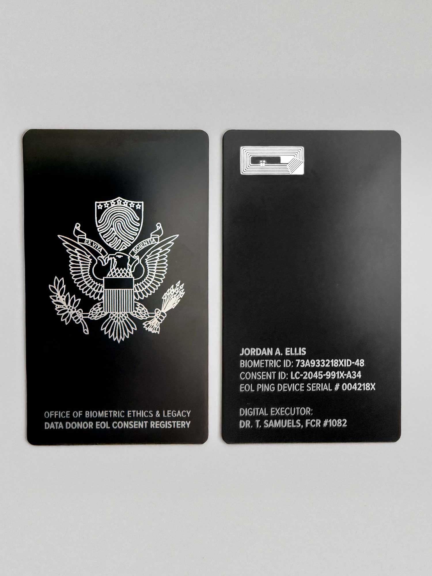 The End-of-Life Legacy card, front and back