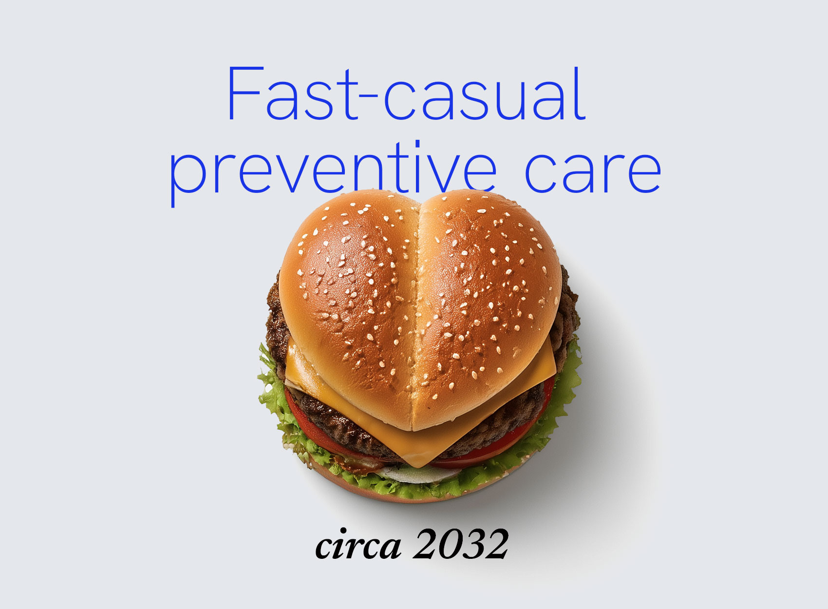 Healthee's heart-shaped burger — speculative clinically formulated fast food for effortless wellbeing.