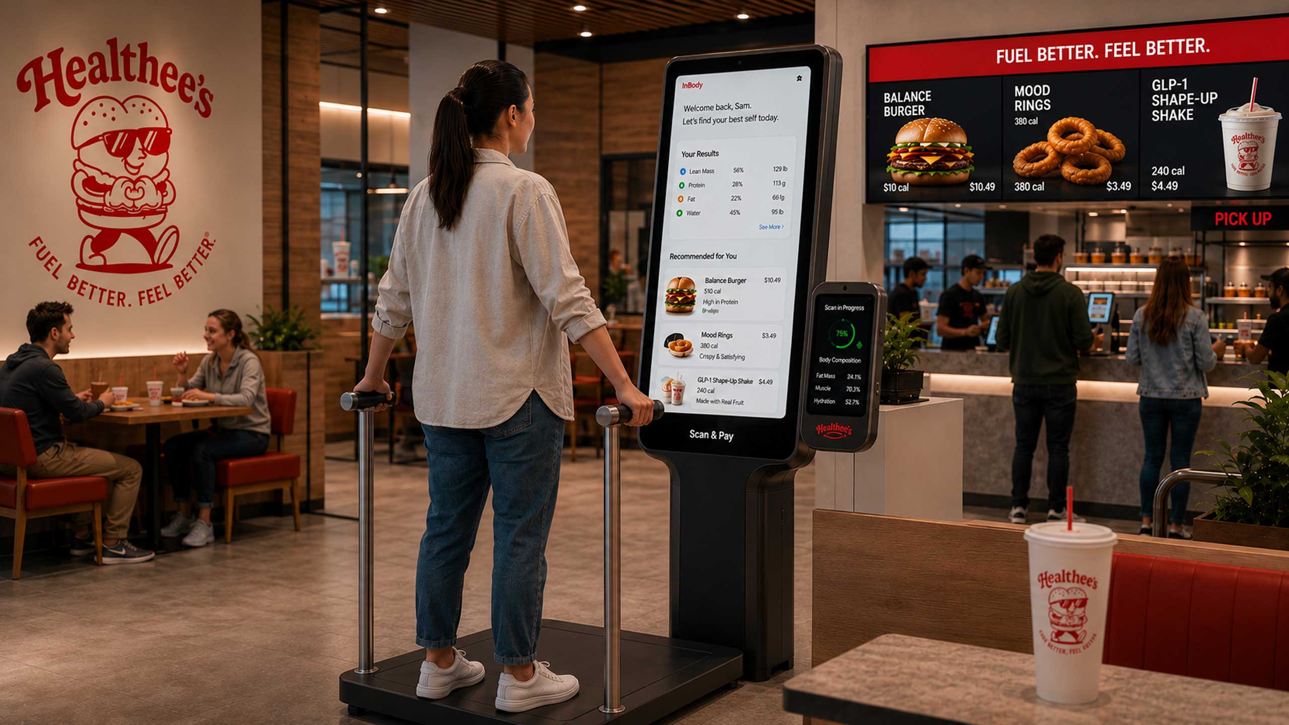 An in-restaurant body composition scan
