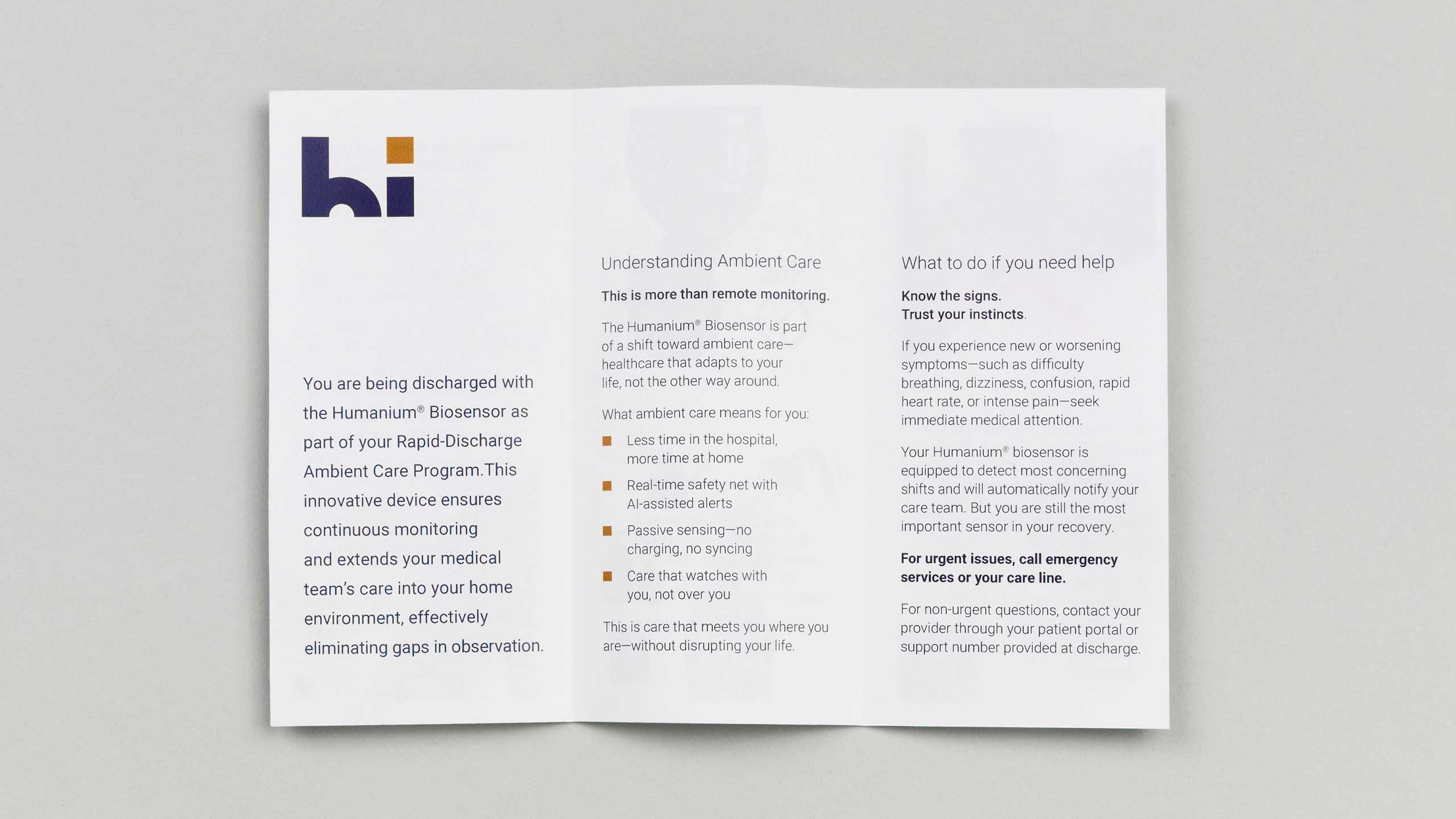 Brochure framing ambient care