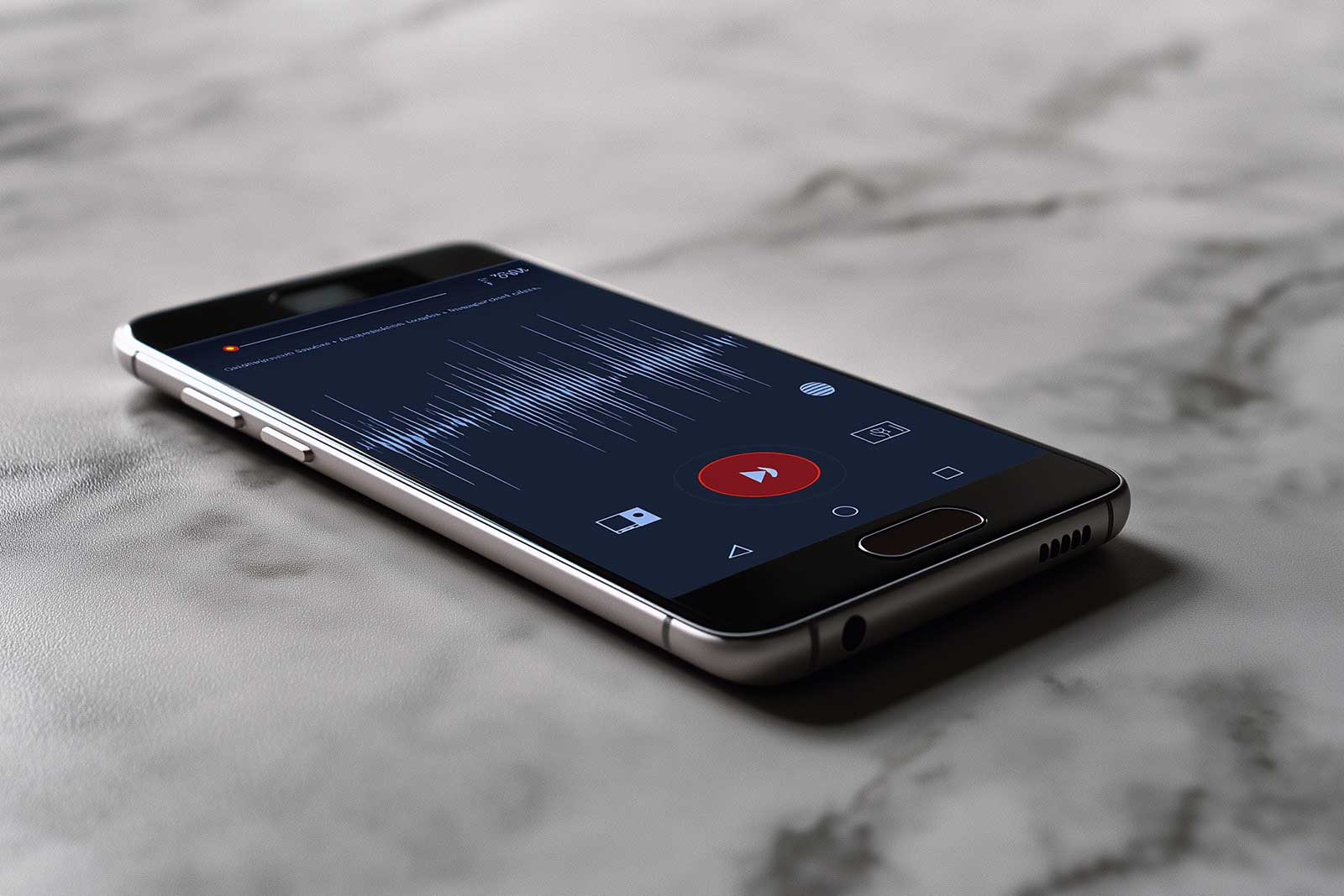 A patient's phone showing a live audio transcription app during a clinical visit