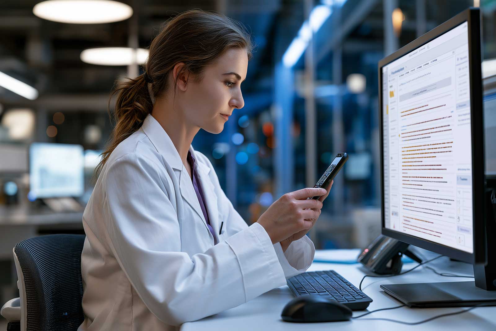 A physician's smartphone recording a brief voice memo after a patient visit